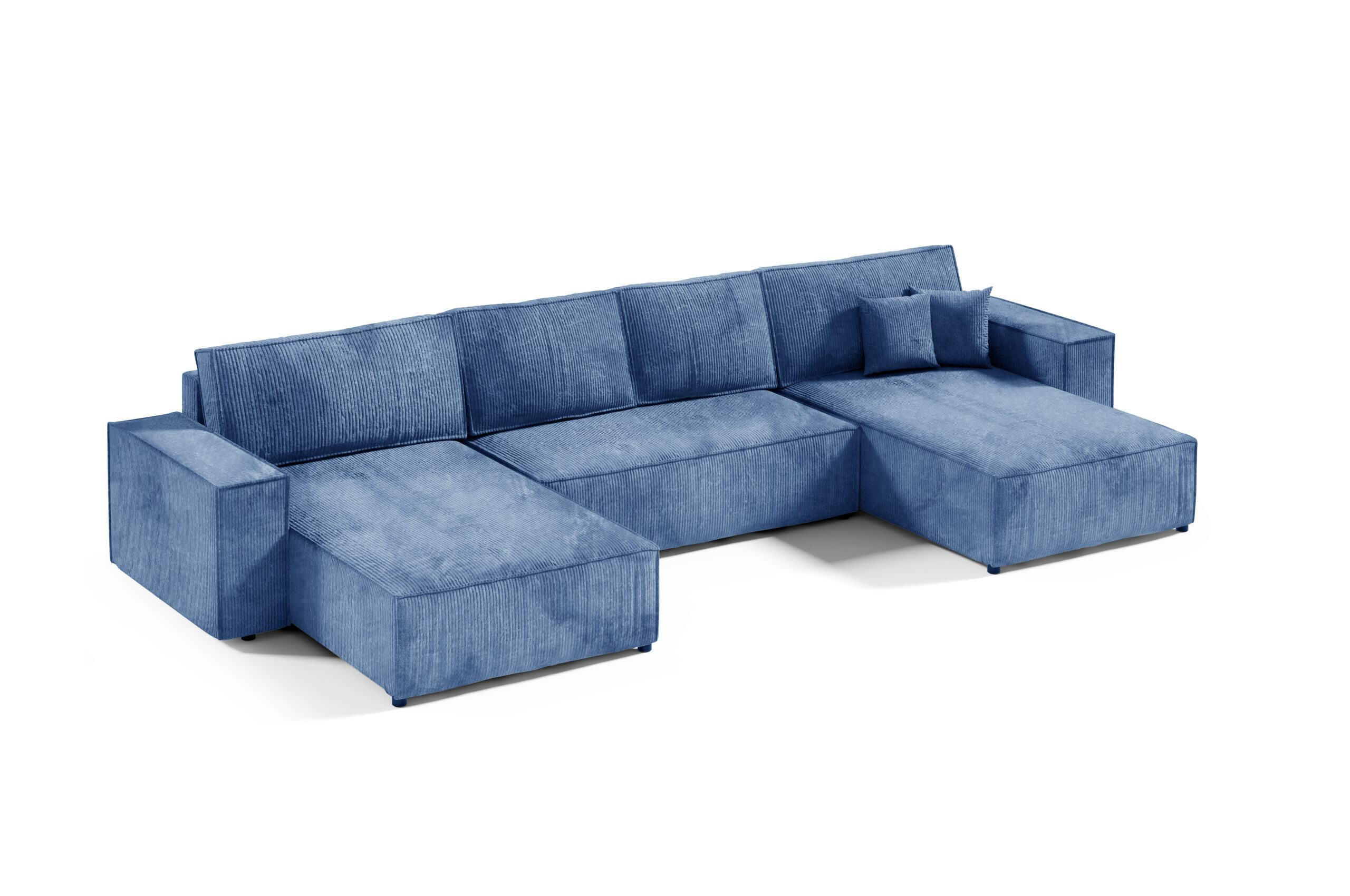 WOHNLANDSCHAFT mit Schlaffunktion Blau - Blau, Textil (398/70/185cm) - Furnisell