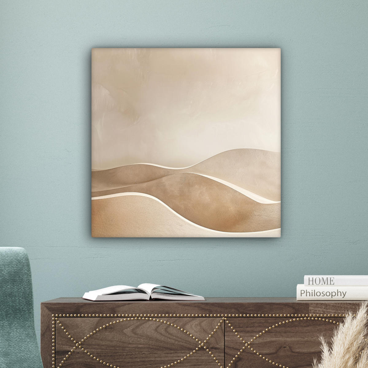 LEINWANDBILD Beige - Natur - Abstrakt - Modern Wandbild Wohnzimmer 50x50 cm - Beige, Textil (50/50cm) - MuchoWow