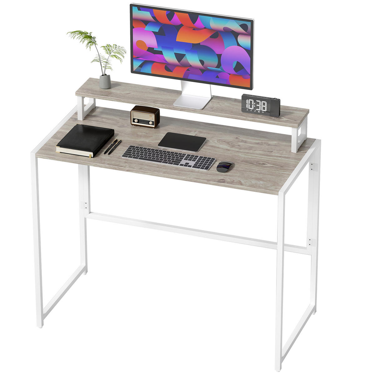 COMPUTERTISCH Natur und Schwarz klappbar mit abnehmbarem Aufsatz 100/48/87,5 cm - Naturfarben, Holzwerkstoff (48/100/87.5cm) - PANGIVO