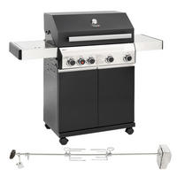 GASGRILL BLACK 4+1 Set mit Drehspieß - Schwarz, Metall (140/115/50cm) - TAINO