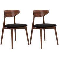 STUHL-SET RABI 2 Stück Gestell aus Buche Massivholz, schwarz - Walnussfarben/Schwarz, Holz/Buchenholz (47/79/45cm) - KONSIMO®