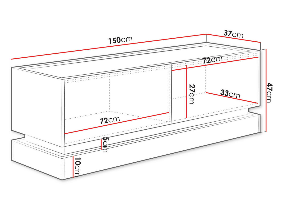 TV-LOWBOARD Zarpant 150 2K - Sandfarben/Eichefarben, Holzwerkstoff (150/47/37cm) - MIRJAN24