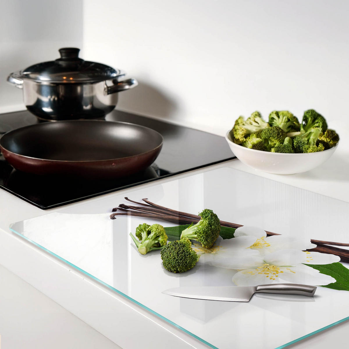 GLASPLATTE 60x52 cm Jasmin und Vanille - Braun, Glas (60/0.4/52cm) - TULUP