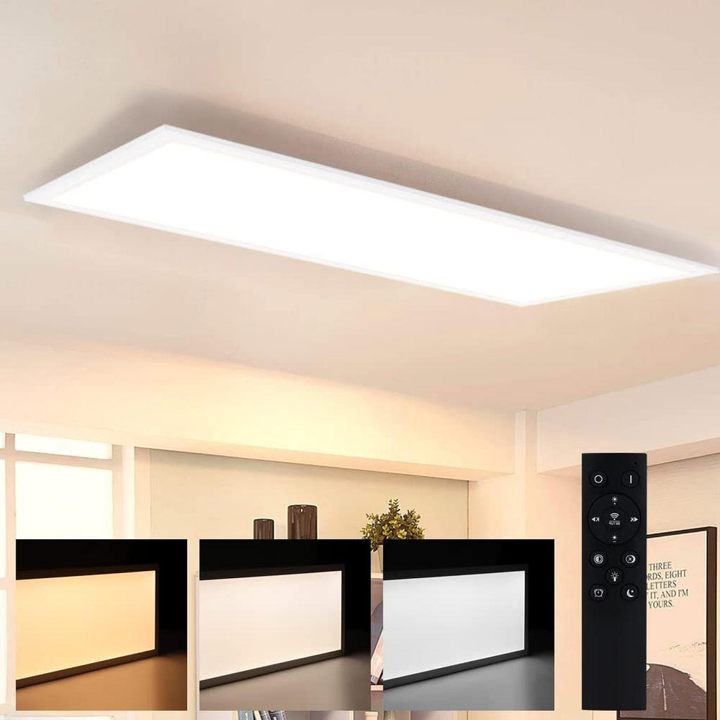 Thumbnail - ZMH Led-Deckenleuchte, Weiß, Metall, Mode, Rechteckig, 25x1x100 cm, Lampen & Leuchten, LED Beleuchtung, LED-Deckenleucht...