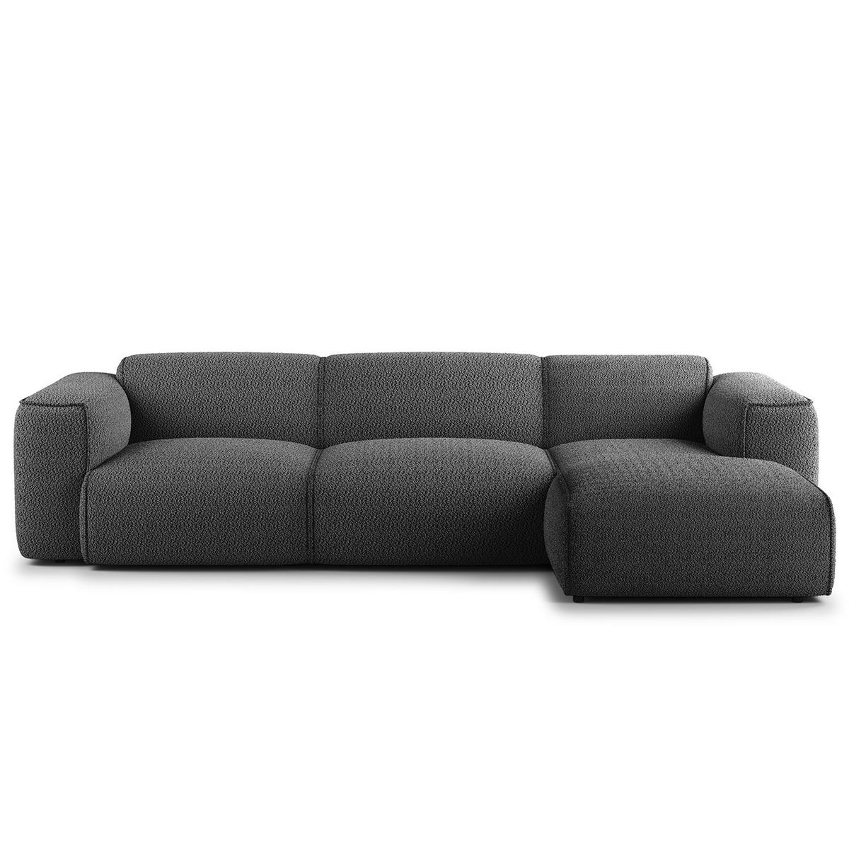 3-SITZER ECKSOFA mit Longchair - Anthrazit/Schwarz, Kunststoff/Textil (284/173cm) - home24