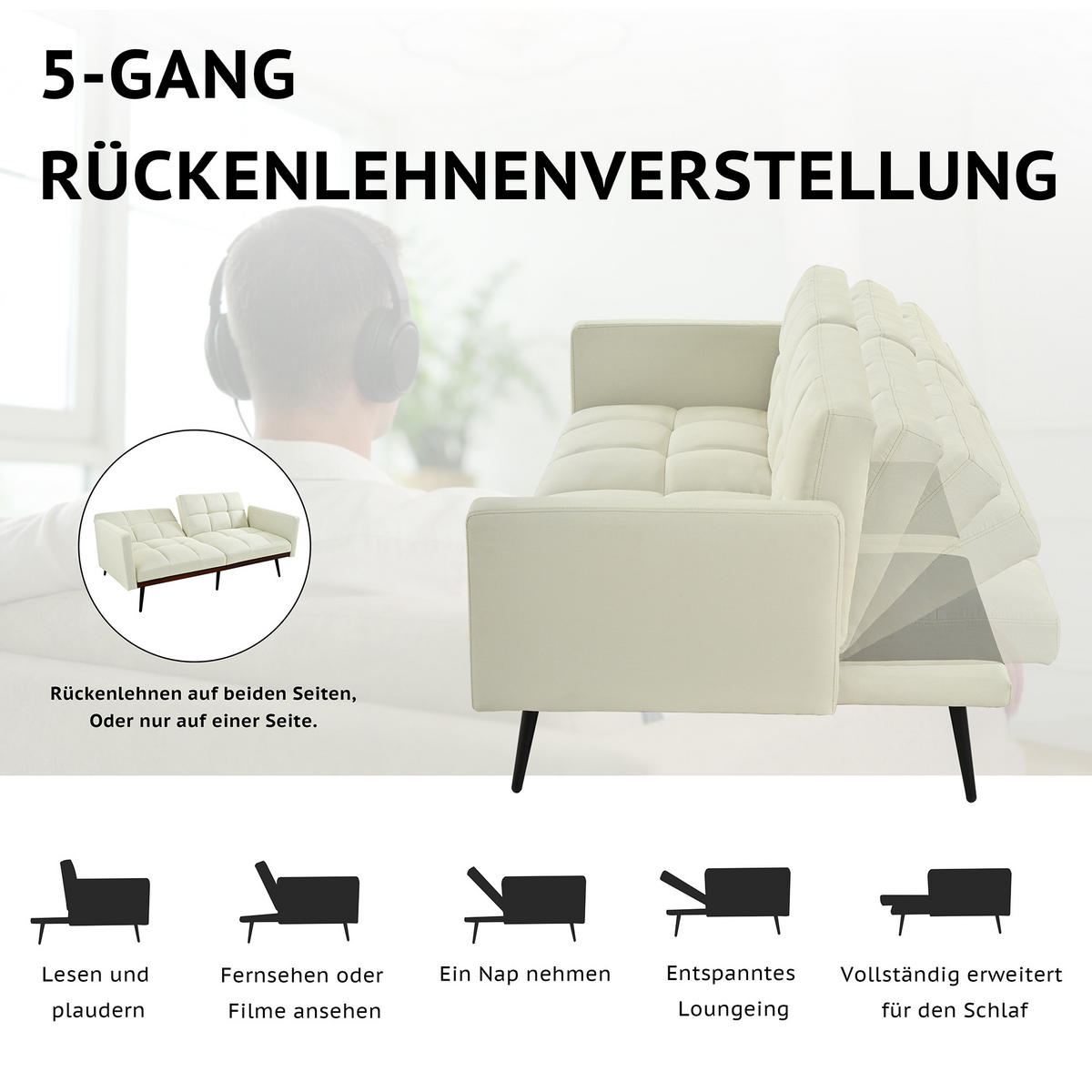 SCHLAFSOFA 146/60/70 cm in Leinenoptik Beige - Beige, Textil (146/70/60cm) - Oxeza