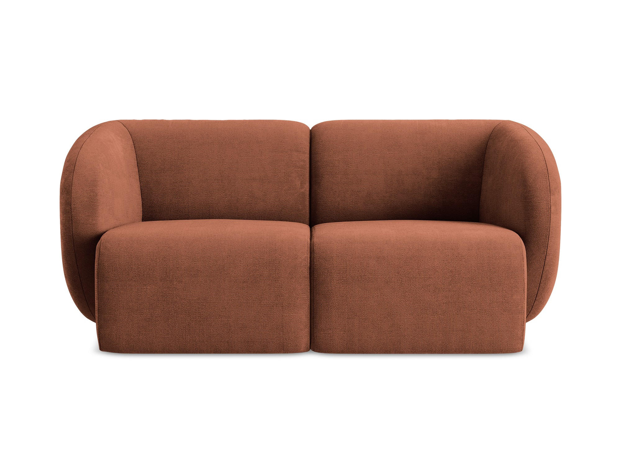 2-SITZER-SOFA Chenille Stoff Orange - Terra cotta/Schwarz, Holzwerkstoff/Kunststoff (174/75/94cm) - Makamii