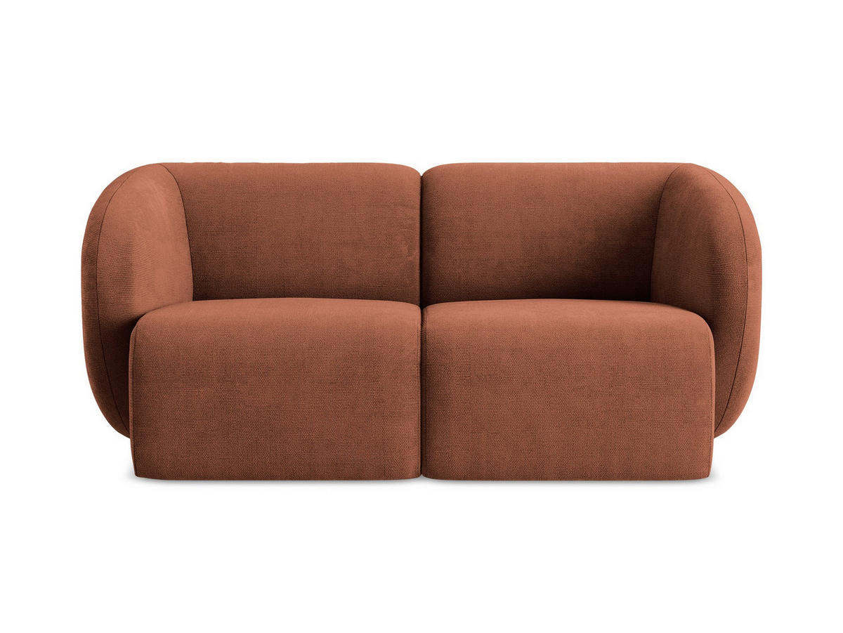 2-SITZER-SOFA Chenille Stoff Orange - Terra cotta/Schwarz, Holzwerkstoff/Kunststoff (174/75/94cm) - Makamii