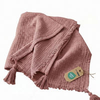 WOHNDECKE Musselin rosa mit Quasten - Rosa, Textil (127/180cm) - Homescapes