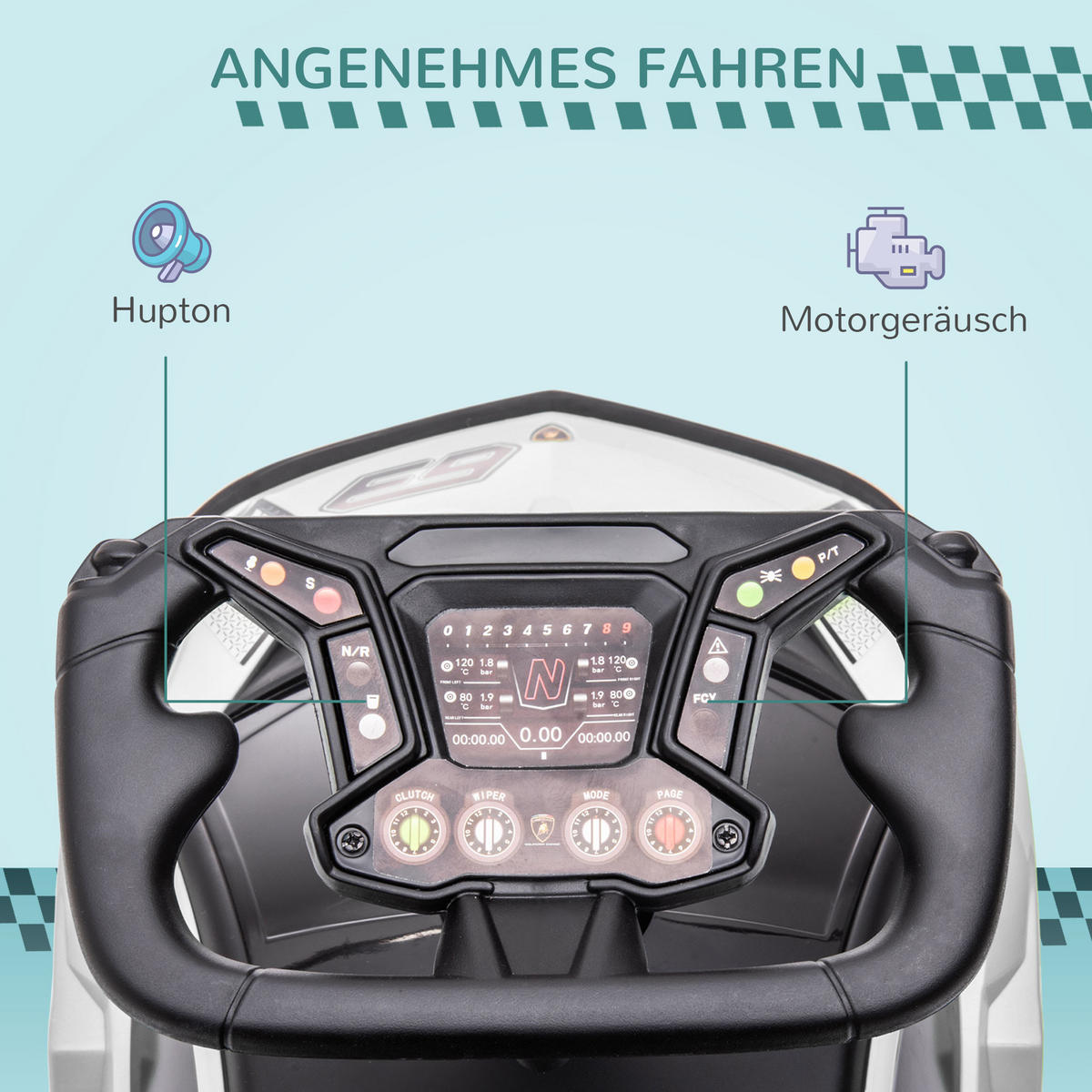 KINDER RUTSCHAUTO, Weiß+Schwarz, Kunststoff+ Metall - Weiß, Metall (67/28/38cm) - AIYAPLAY