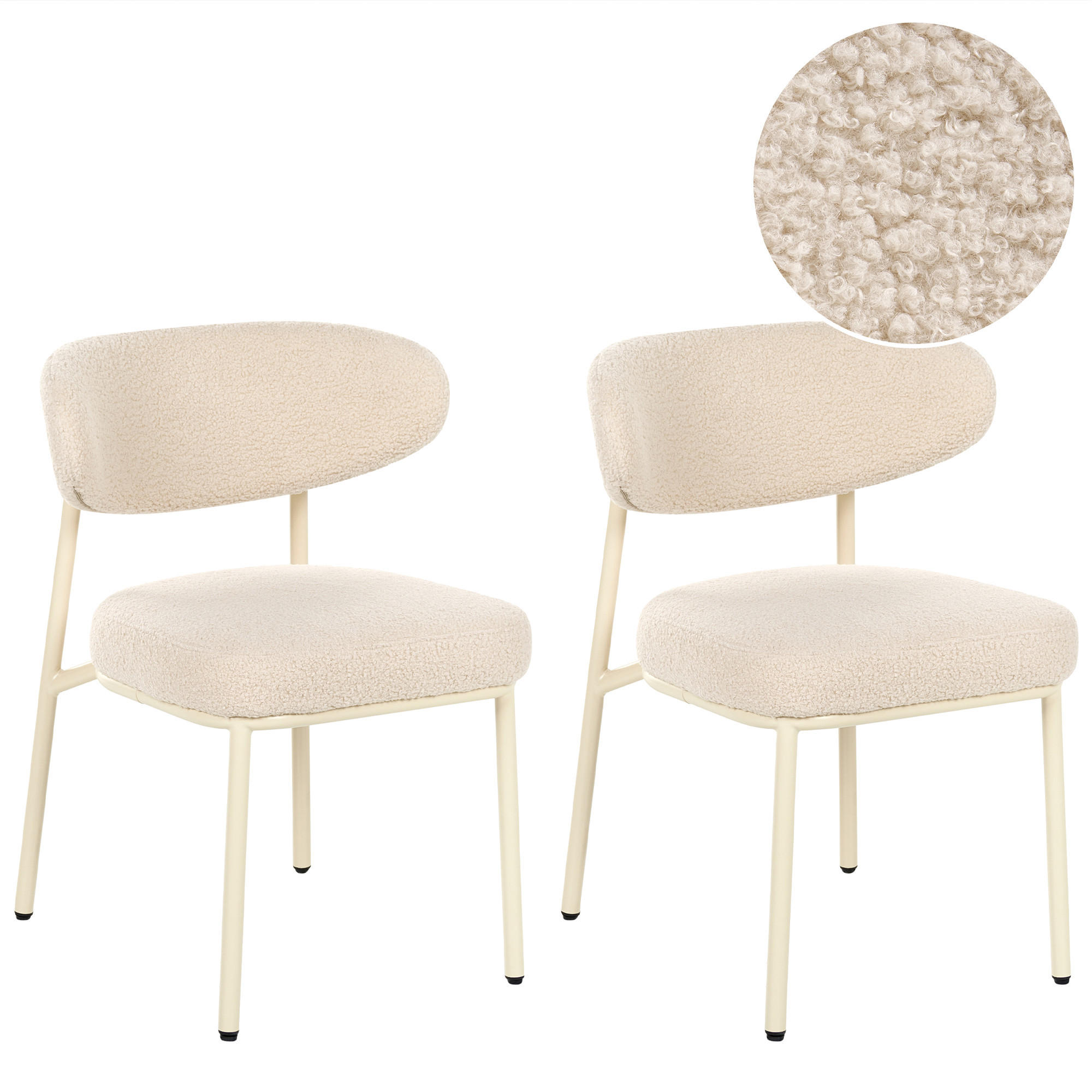 SCAUN DE BUCATARIE set de 2 bouclé bej deschis Unity