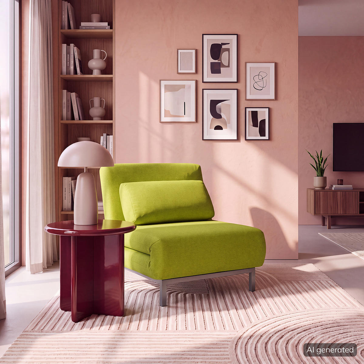 SCHLAFSESSEL - Silberfarben/Limette, Textil/Metall (92/78/85cm) - home24