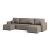WOHNLANDSCHAFT TOLARI Beige Plüsch-Stoff mit Schlaffunktion - Beige, Holz (295/85/140cm) - MASSENO