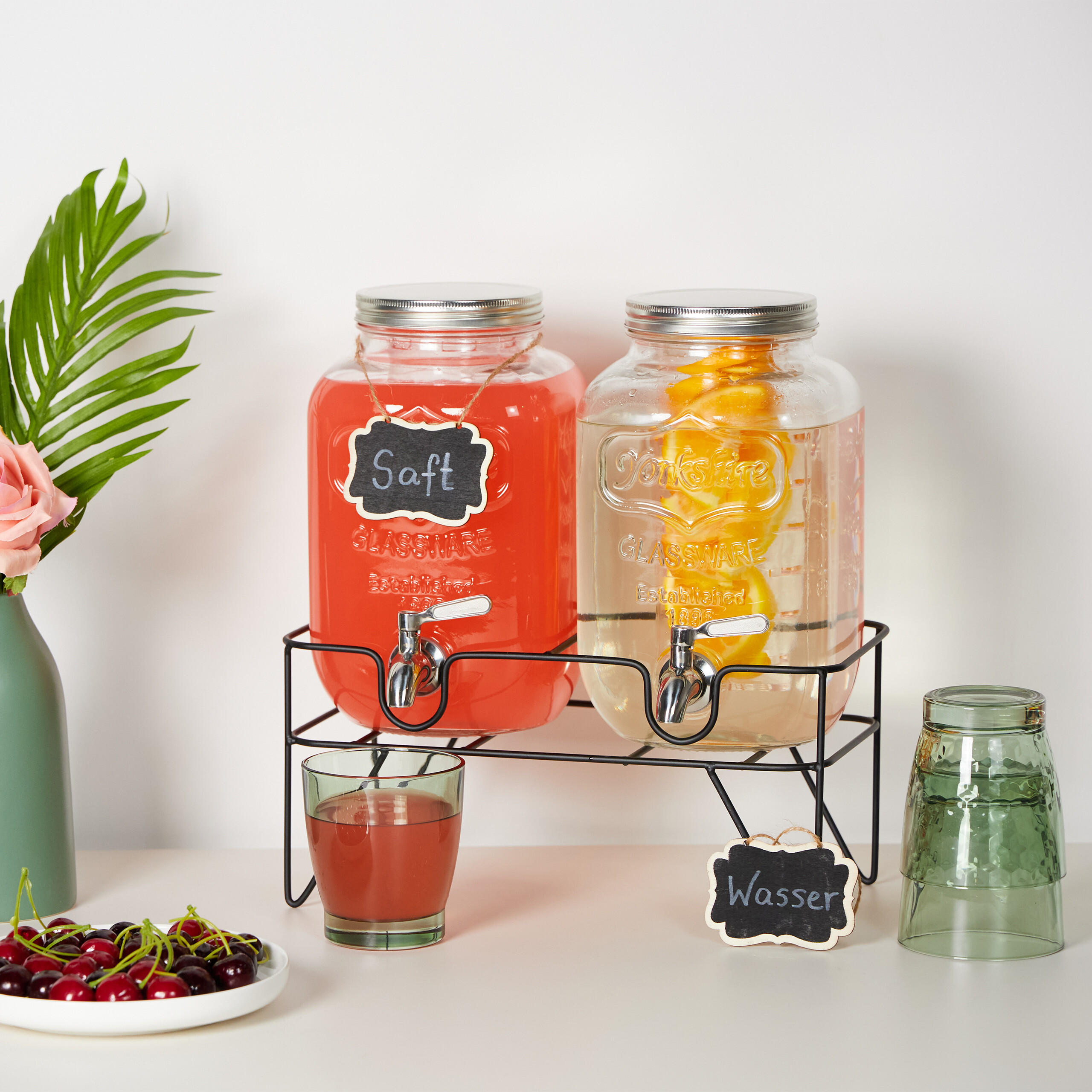 GETRÄNKESPENDER - Transparent, Glas/Metall (4L) - Relaxdays