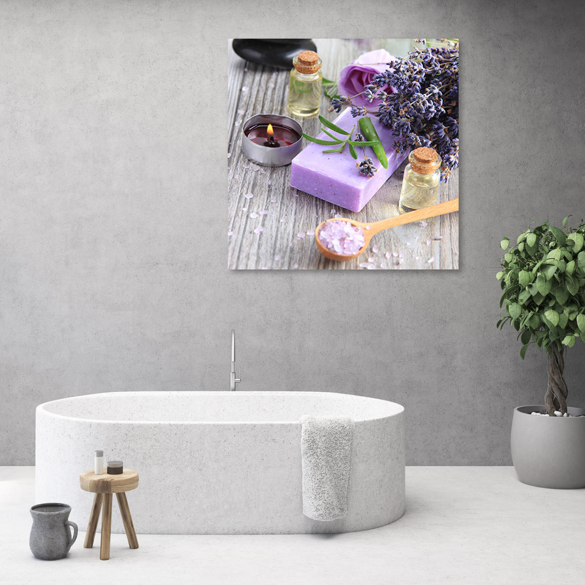 WANDBILD zen spa lila seife - Lila, Textil (50/50cm) - Feeby