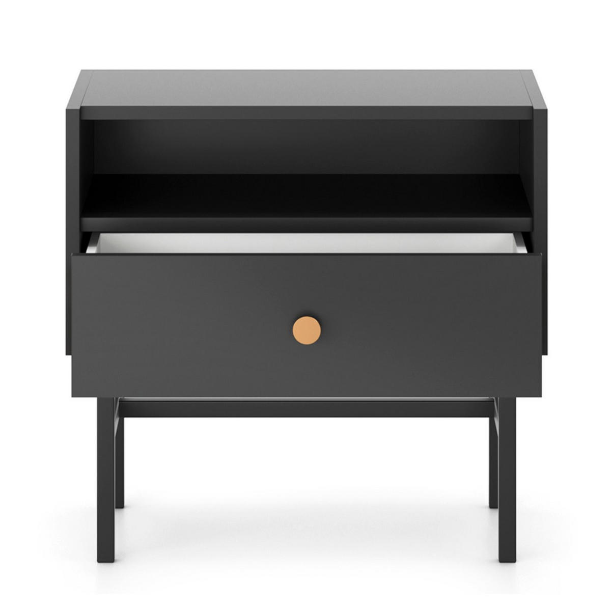 NACHTTISCH Divenos Schwarz 54 cm - Goldfarben/Schwarz, Holzwerkstoff/Metall (54.8/52/39cm) - Selsey