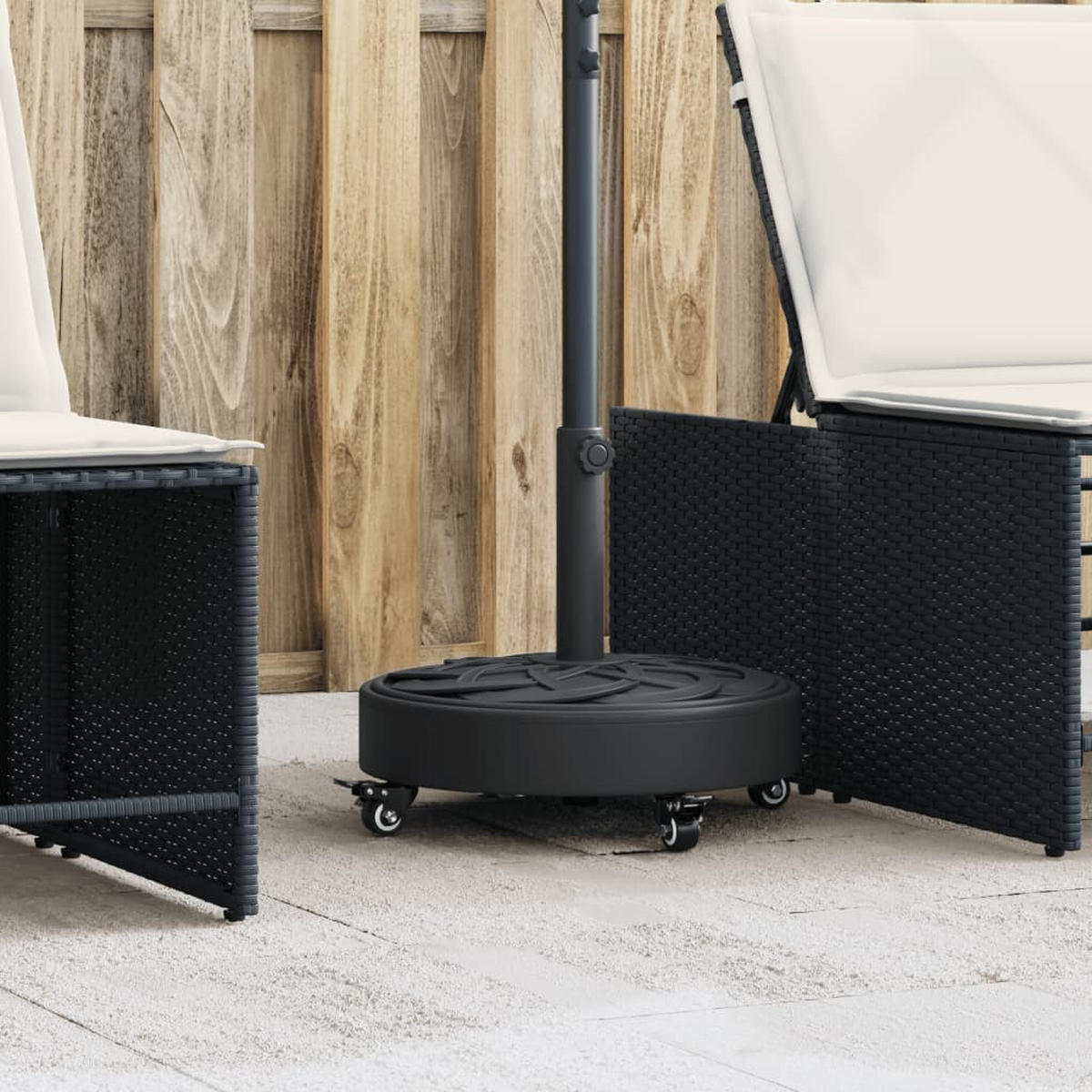 SONNENSCHIRMSTÄNDER Mit Rollen Für Ø38/48 Mm Mast 27 Kg Rund - Schwarz, Kunststoff (45/45cm) - vidaXL