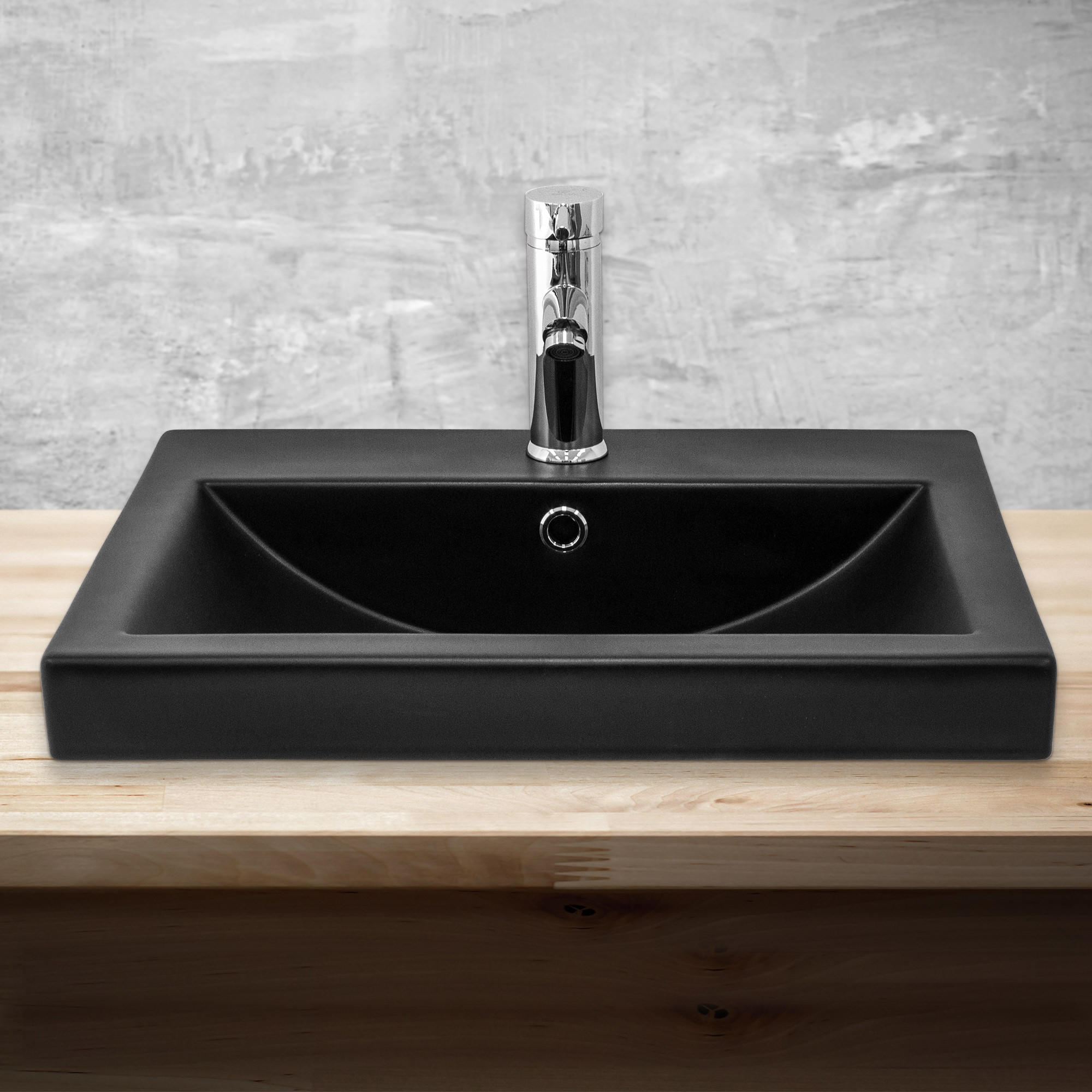 WASCHBECKEN - Schwarz, Keramik (46/16.5/53.5cm) - ML-DESIGN