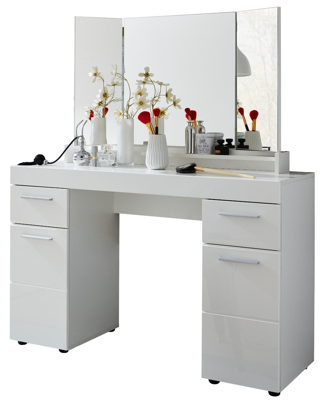 Top.Furn Schminktisch Weiß Hochglanz 120x141x41 cm