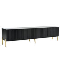 TV-ELEMENTSCHWARZ 190x38x48cm Fernsehschrank Gerillte Türen Goldene Beine - Schwarz, Holz (44.5/17.98/108cm) - Raelunyi