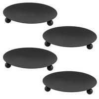 KERZENHALTER 4er-Set, schwarz, Stahl - Schwarz, Metall (11.7/1.6/11.7cm) - bremermann