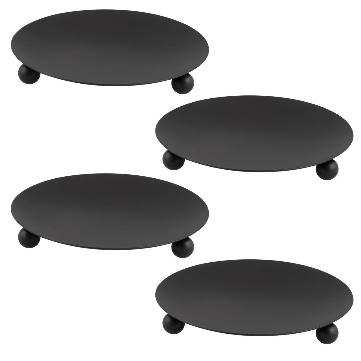 KERZENHALTER 4er-Set, schwarz, Stahl - Schwarz, Metall (11.7/1.6/11.7cm) - bremermann