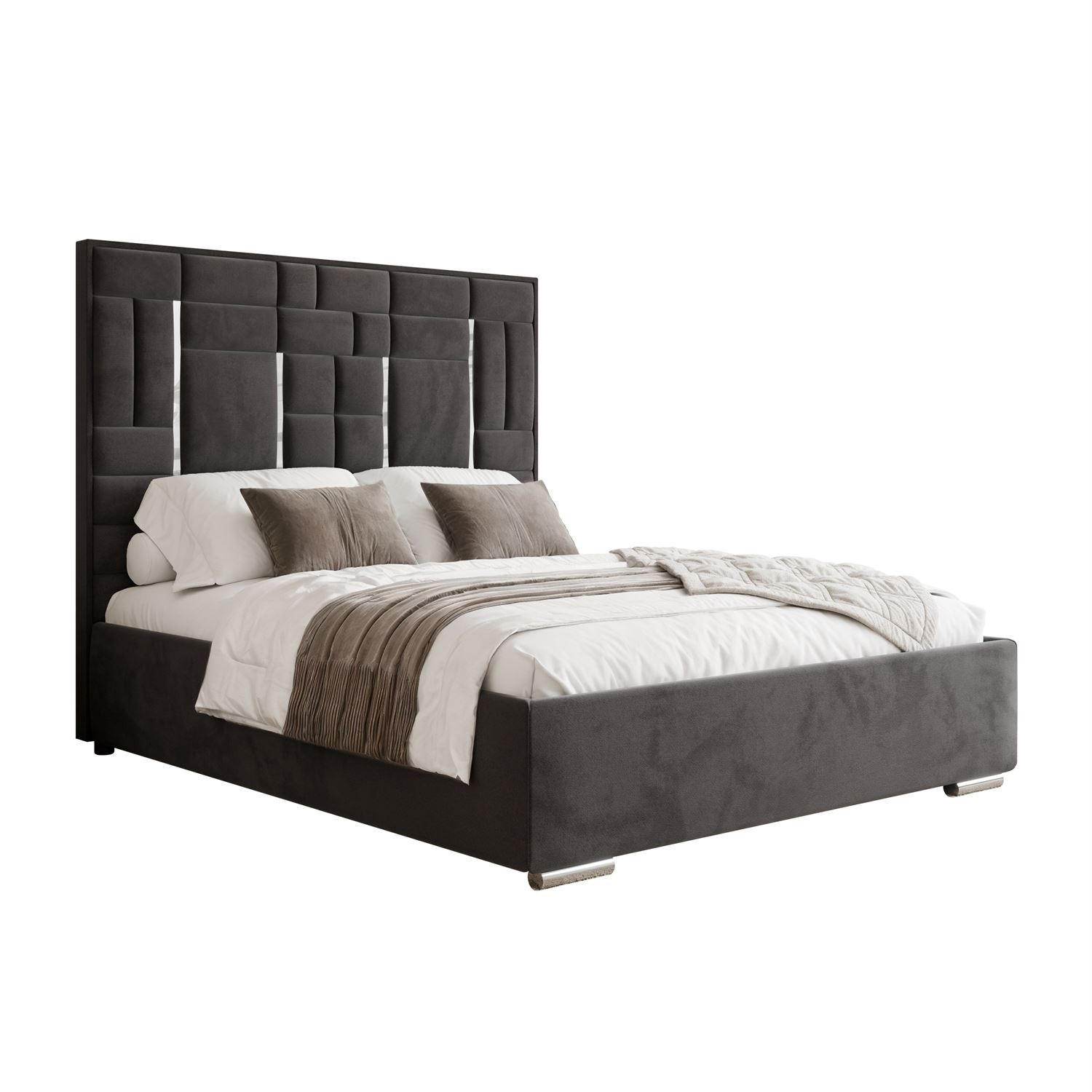 POLSTERBETT BRIGITTE SILVER mit Bettkasten 180x200 cm Element 01 - Anthrazit, Textil (180/200cm) - Lookway