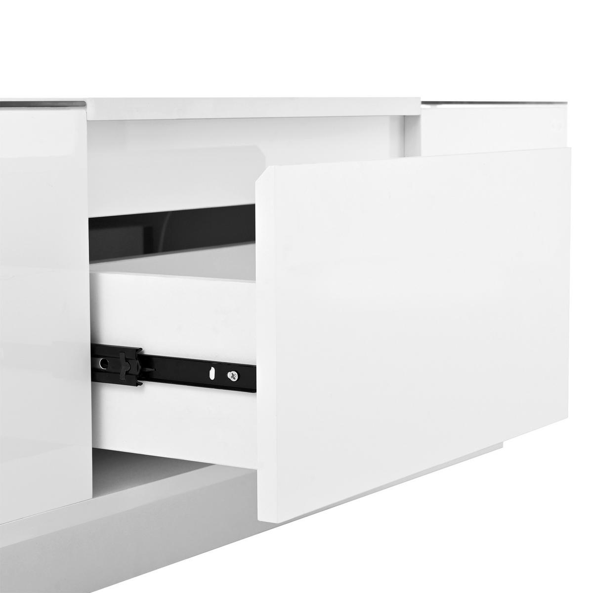 COUCHTISCH 105/50/35 cm weiß mit Stauraum und LED-Beleuchtung - Weiß, Holzwerkstoff (105/50/35cm) - OKWISH