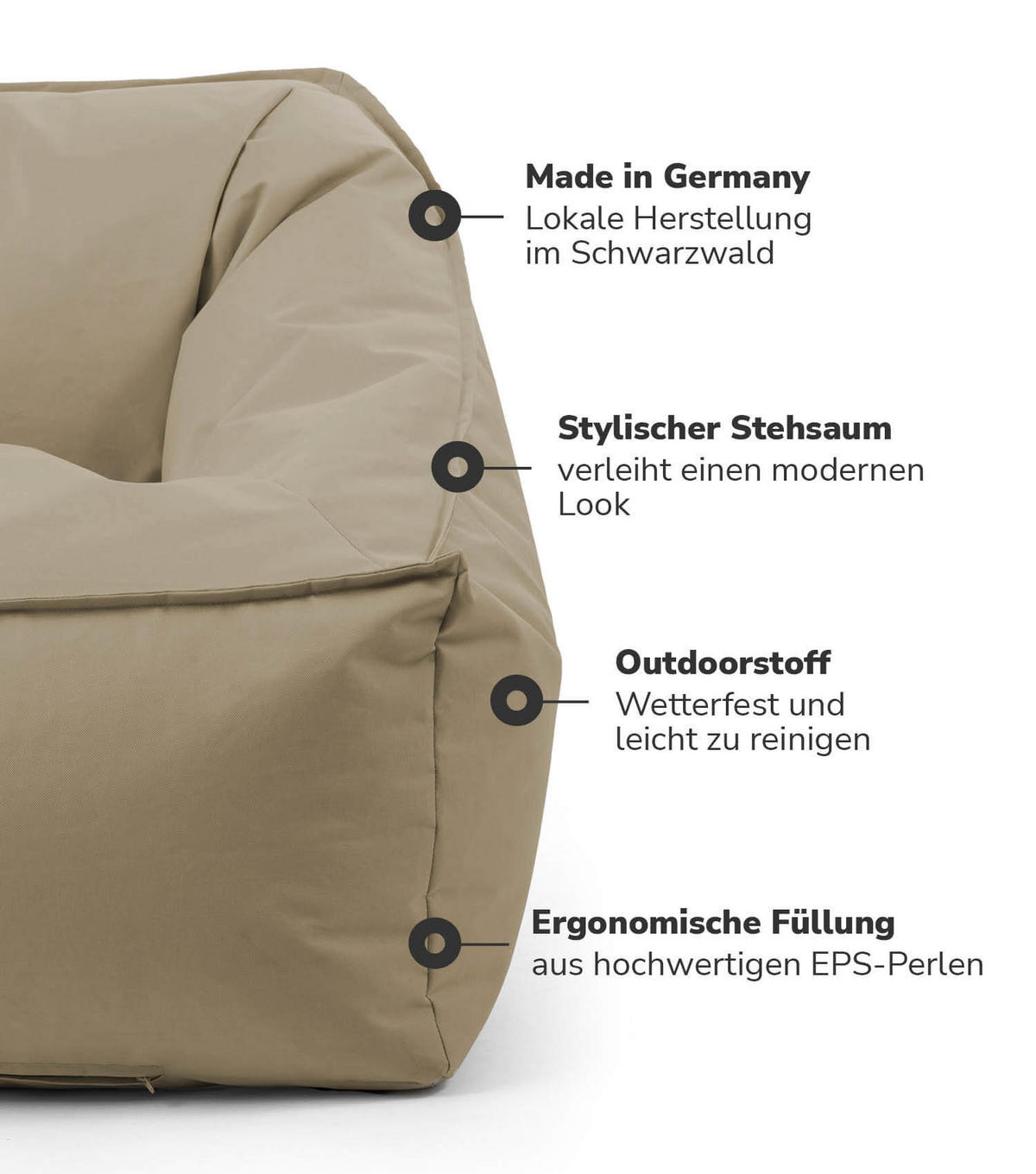 SITZSACK Der Sunnyboy - Beige, Textil (75/60/95cm) - Mokebo