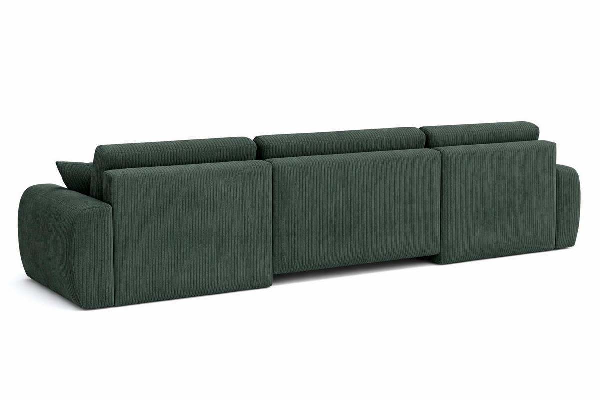 ECKSOFA Mit Schlaffunktion Und Bettkasten U-Form Ariel U, Cordstoff Poso, Grün - Grün, Holz (342/142cm) - Kaiser Möbel