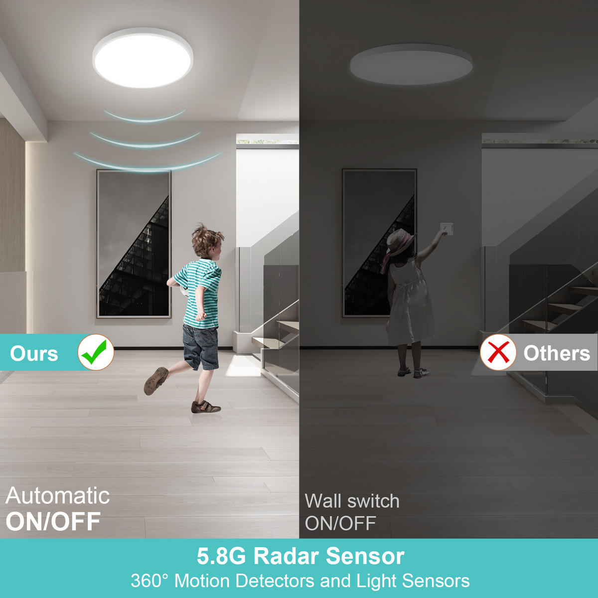 DECKENLEUCHTE CE1713 LED mit Fernbedienung und Sensor - Weiß, Kunststoff (25/23.5/6.5cm) - LOVHAUS