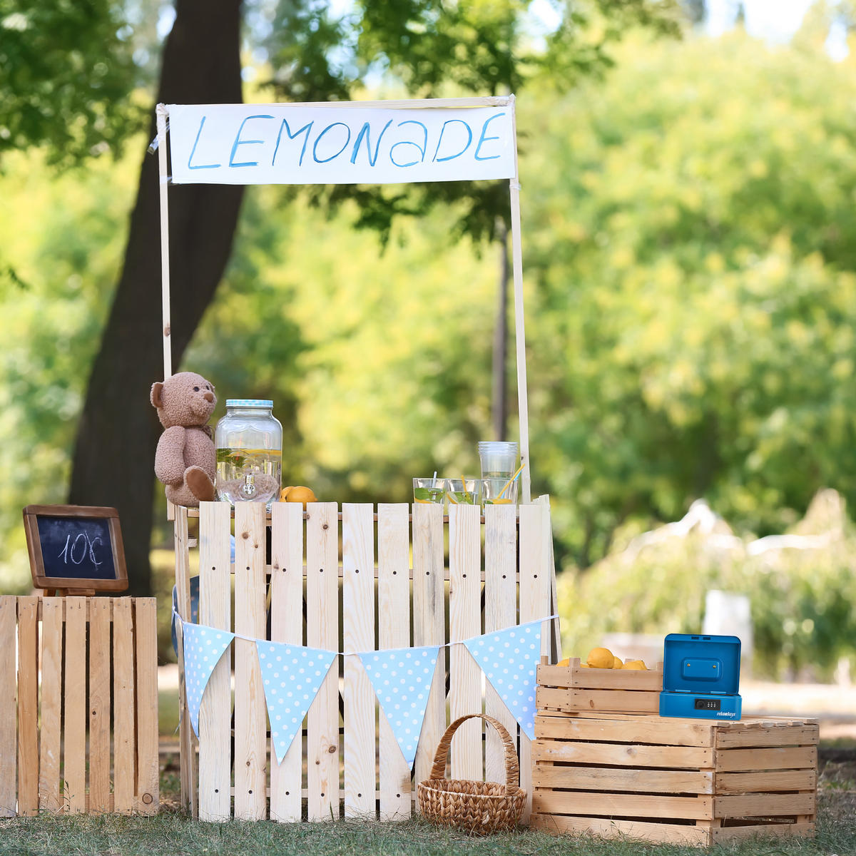 GELDKASSETTE - Blau, Kunststoff/Metall (20/8.5/17cm) - Relaxdays