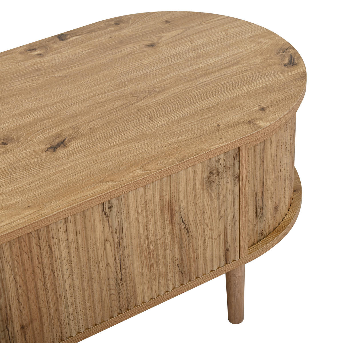 KONFERENČNÍ STŮL v dekoru dřeva, oválný s nastavitelnou výškou a úložným prostorem, 100×48×54,5 cm - světle hnědá, kompozitní dřevo (48/100/54.5cm) - STILVORA