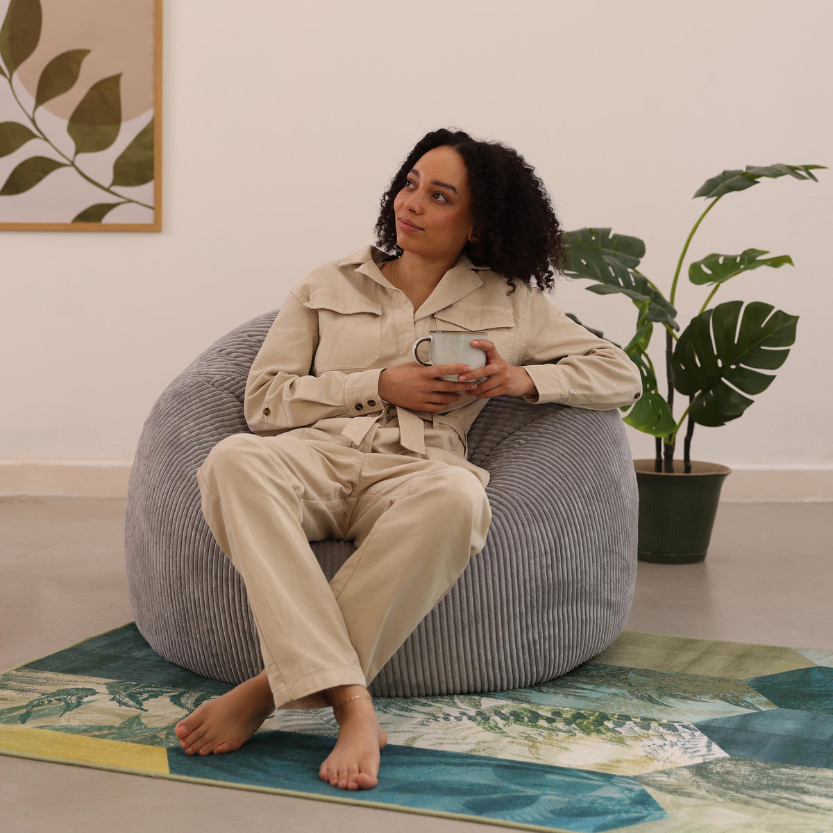 SITZSACK Klassisch Kingston, Cord - Grau, Textil (85/50/85cm) - icon