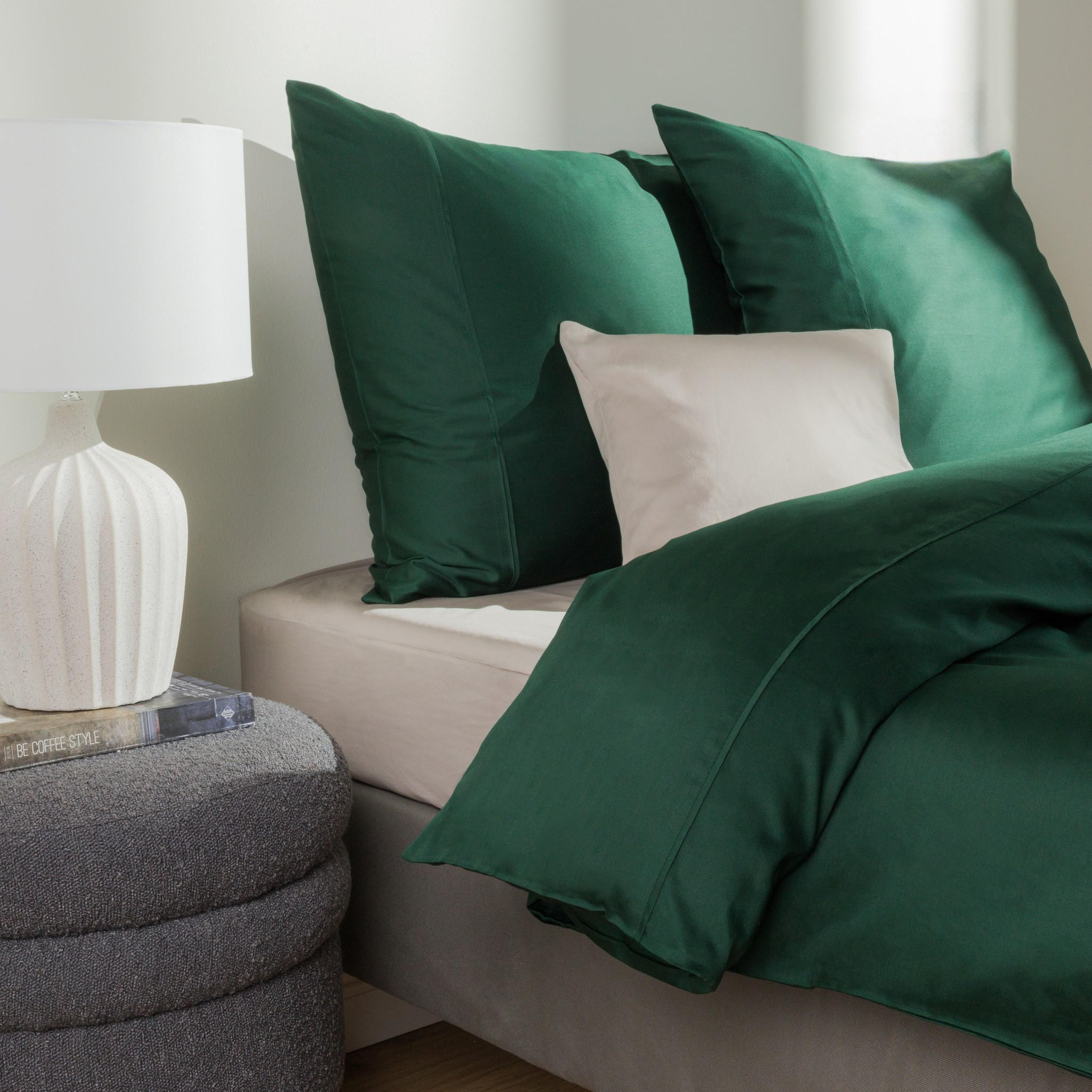 BETTWÄSCHE Satinette - Dunkelgrün, Textil (160/200cm) - home&you
