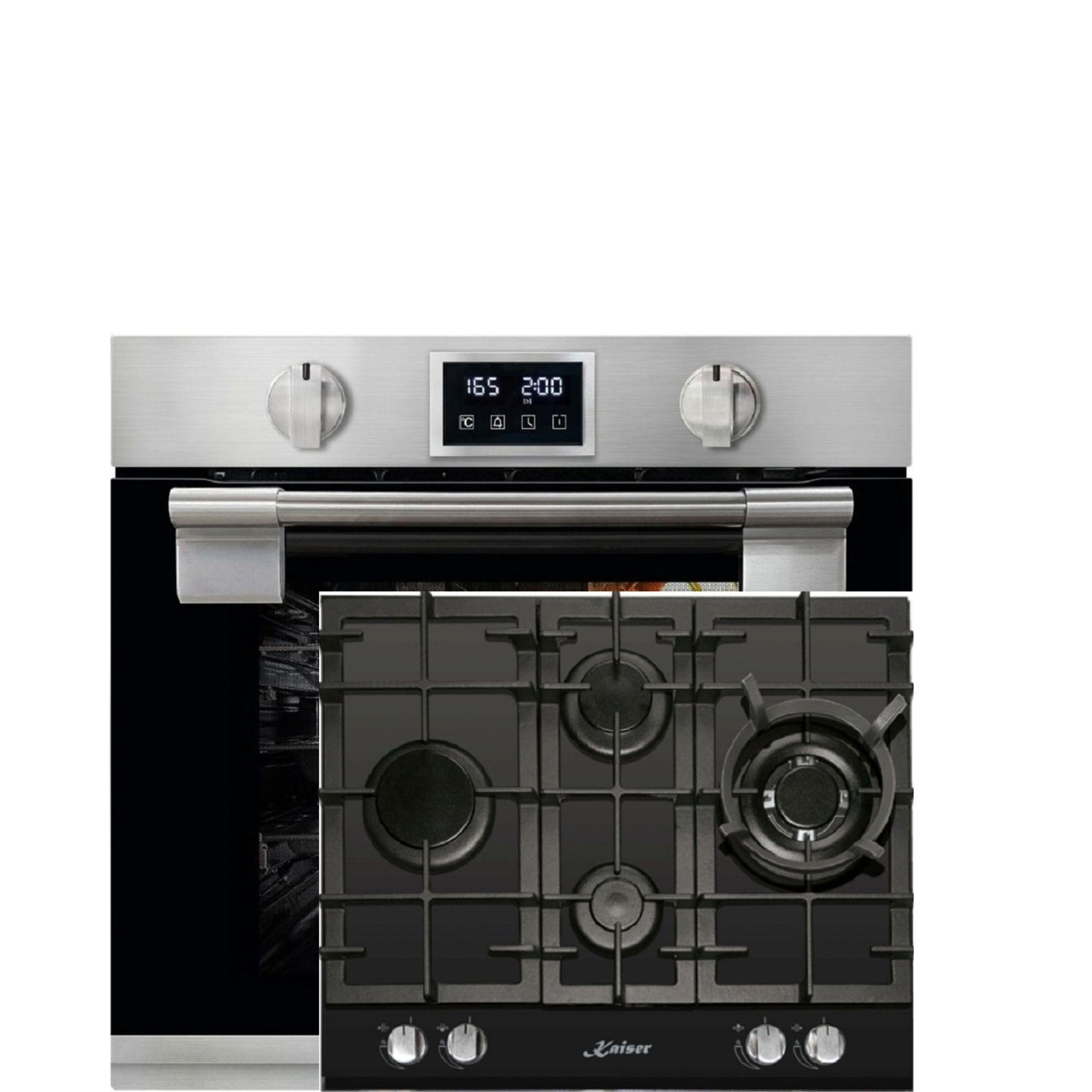 EINBAU-ELEKTROBACKOFEN 60 cm EH 6337+KCG 6394 Gas-kochfeld 60cm - Silberfarben, Metall (59.4/59.4/55.6cm) - Kaiser Küchengeräte