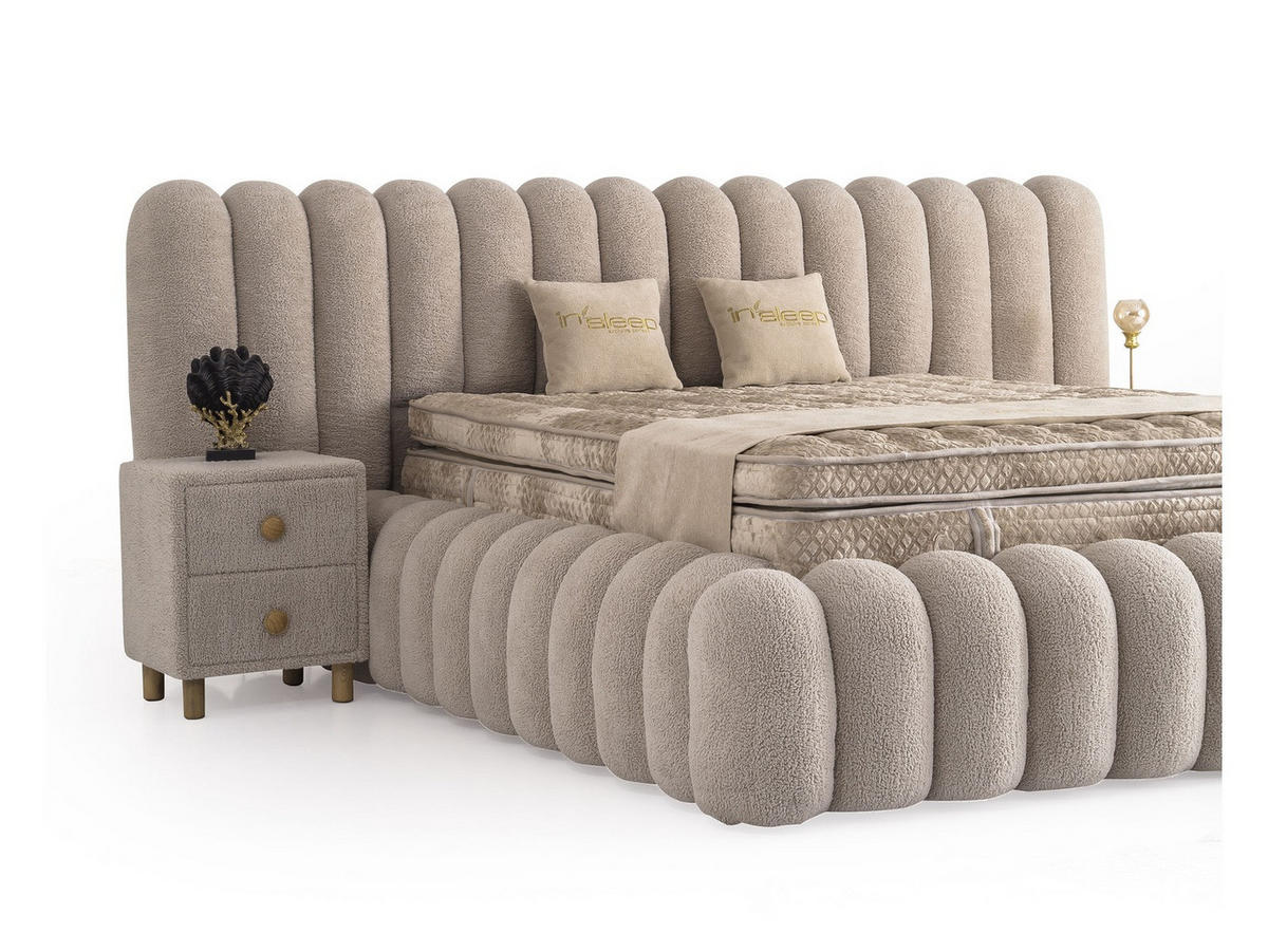 POLSTERBETT Marsel 120x200 Beige - Beige, Textil/Metall (120/200cm) - Villa Möbel