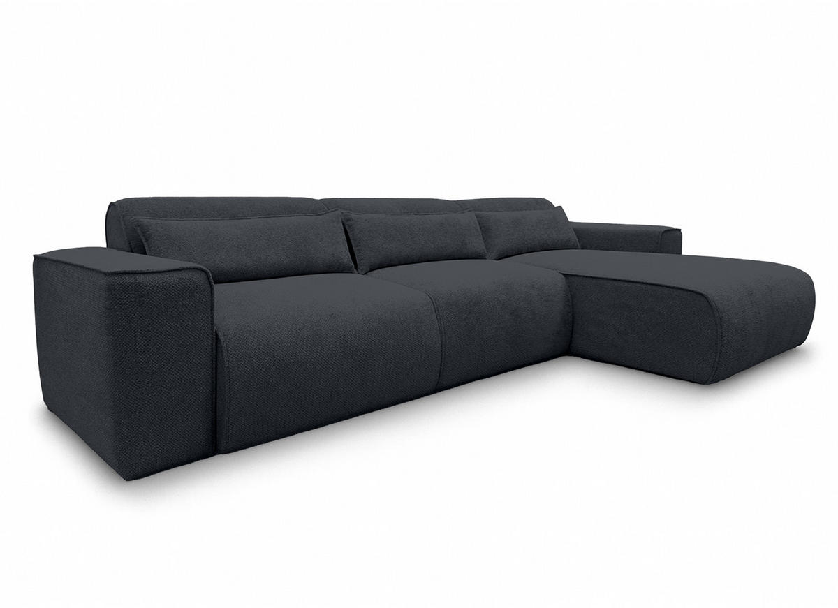 ECKSOFA L Form Ruyam Schwarz 310/165/78 cm – Schlaffunktion Rechts - Schwarz, Kunststoff/Textil (310/170cm) - AX Living
