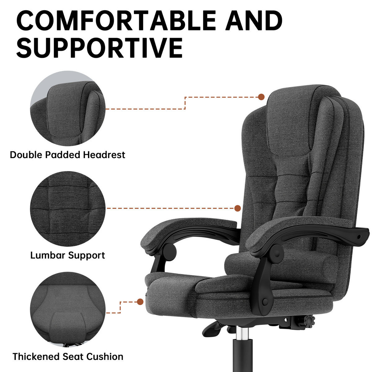 BÜROSTUHL Schwarz-Grau Serie Ergonomisch Stoff - Grau, Metall (32/58.5/70cm) - Rattrix