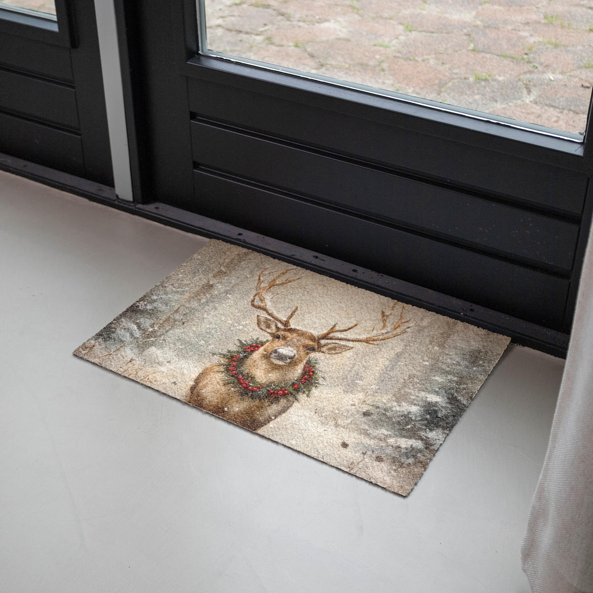 ROHOŽKA Vánoce - sobi - zima - věnec 60x40 cm - hnědá, plast/umělá hmota (60/0.4cm) - MuchoWow