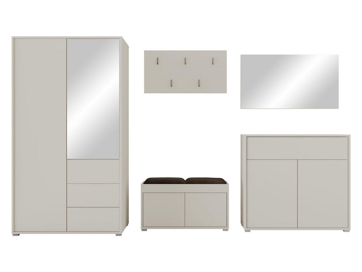 GARDEROBEN-SET Gesita V - Kaschmir/Silberfarben, Holzwerkstoff/Kunststoff (100/178/59cm) - MIRJAN24