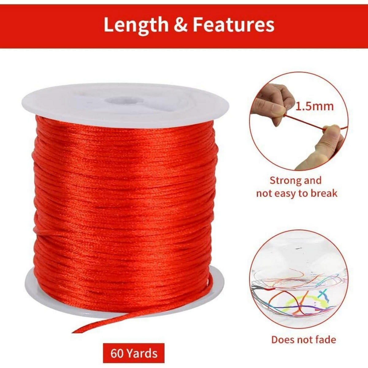 SCHNUR Rot 1,5 mm x 45,7 m - Rot, Kunststoff (0.1/0.1/5500cm)
