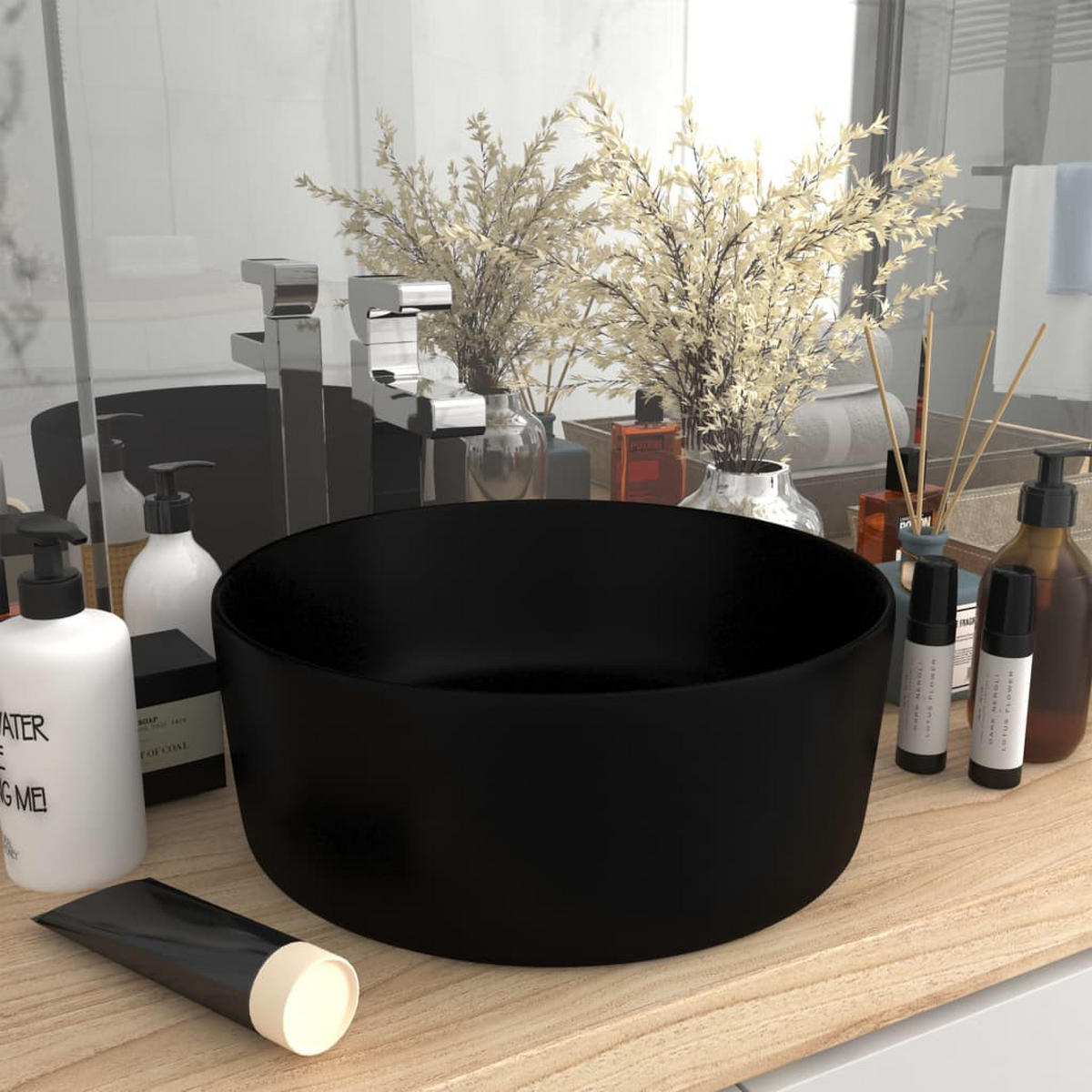 WASCHBECKEN Lanz 40/40/15 cm - Schwarz, Keramik (40/15/40cm) - Nettlife