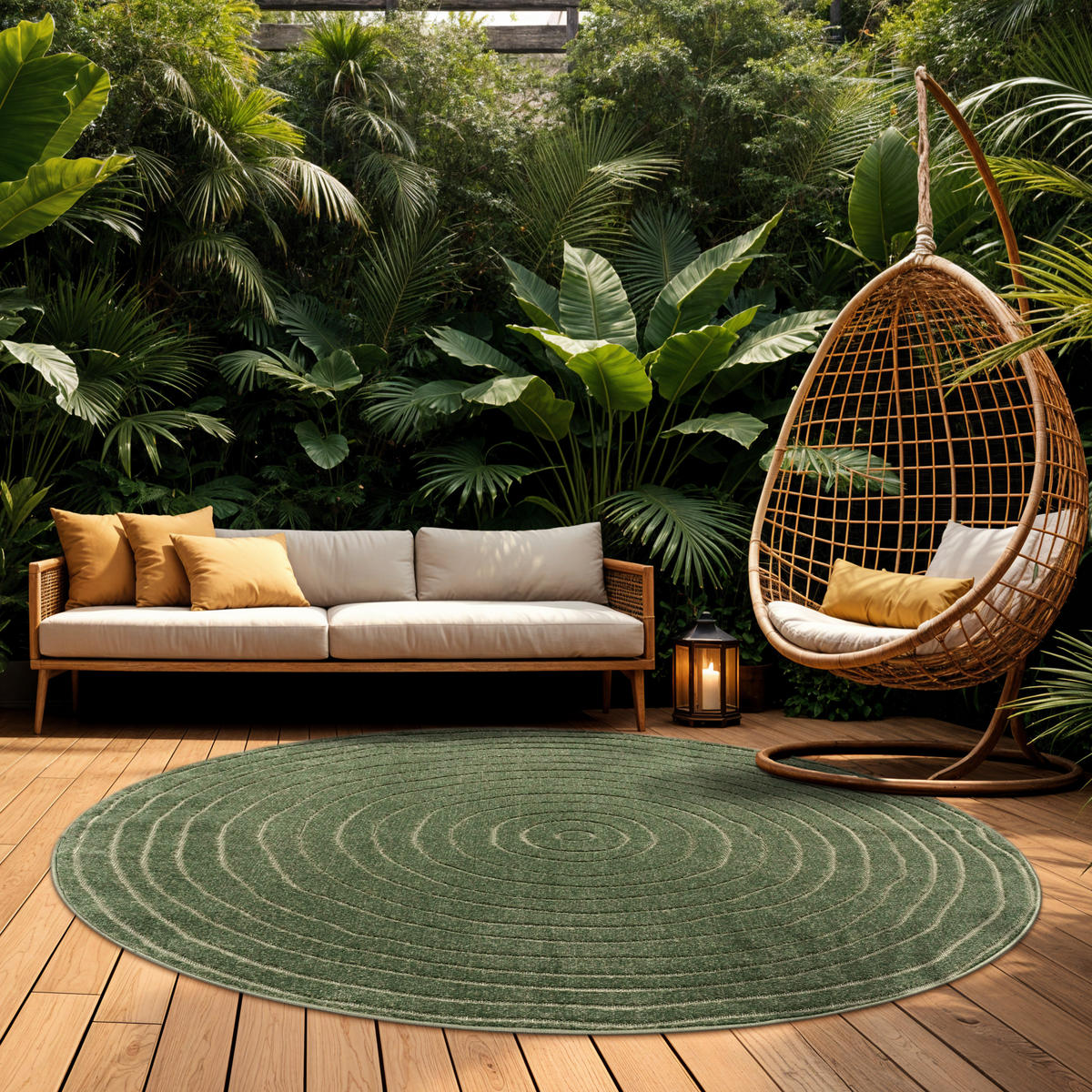 OUTDOORTEPPICH 200/200 cm Cotton 243 - Grün, Textil (200/200cm) - Paco Home