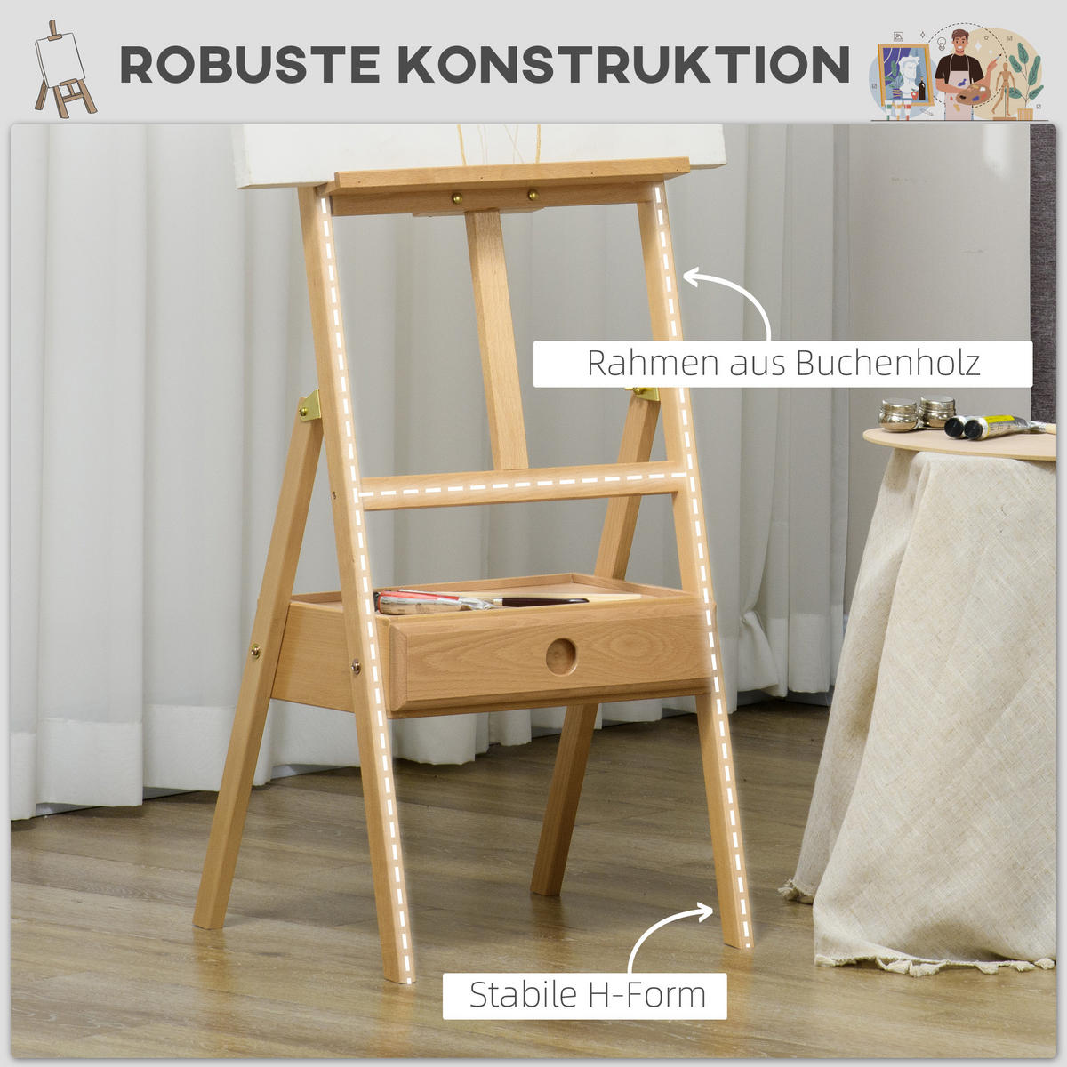 STAFFELEI DE-09028 Natur - Naturfarben, Holz (43/190/43.5cm) - ComfortXL