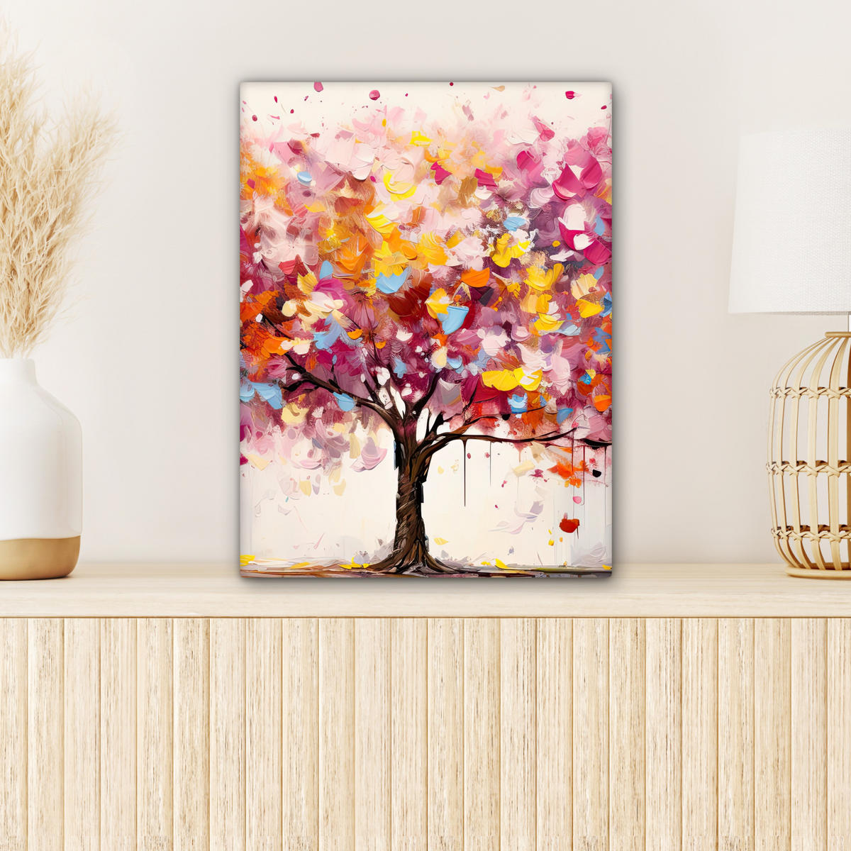 LEINWANDBILD Aquarell - Baum - Kunst - Abstrakt 30x40 cm - Multicolor, Textil (30/40cm) - MuchoWow