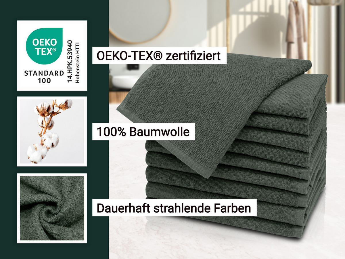 GÄSTETÜCHER, 10er-Set, 30x50 cm, 100% Baumwolle, Grau - Anthrazit, Textil (30/50cm) - Zollner