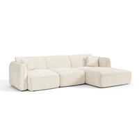ECKSOFA rechtwinklig LOMI Geprägter Samt Creme 272cm - Creme, Textil (272/90cm) - Premium Interiors