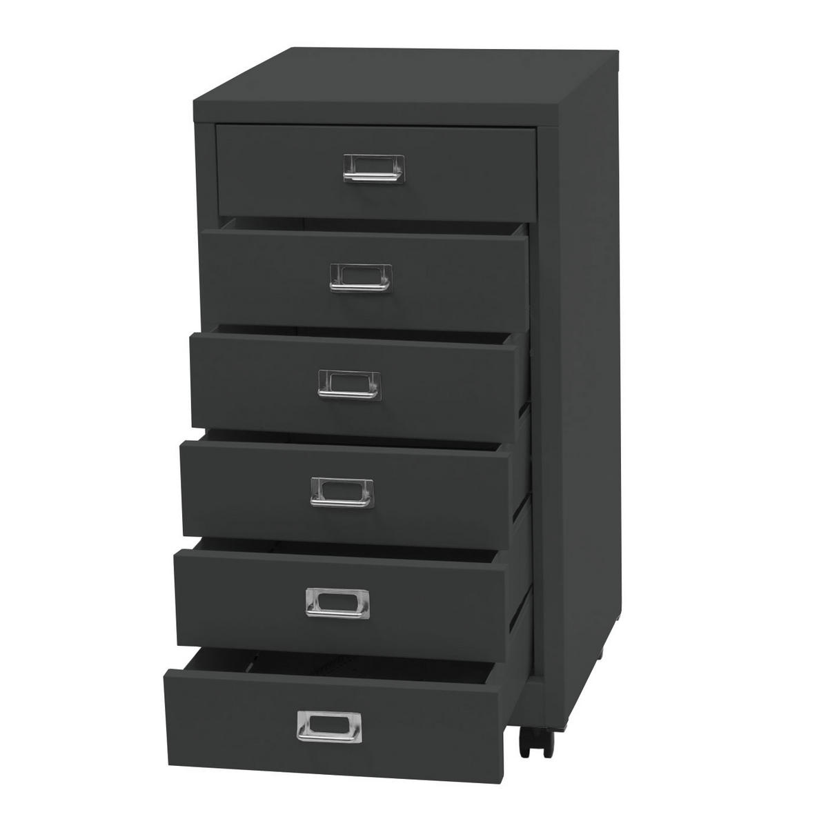 ROLLCONTAINER 75x40x41cm Metall 6 Schubladen Dunkelgrau - Dunkelgrau, Metall (40/75/41cm) - PROREGAL