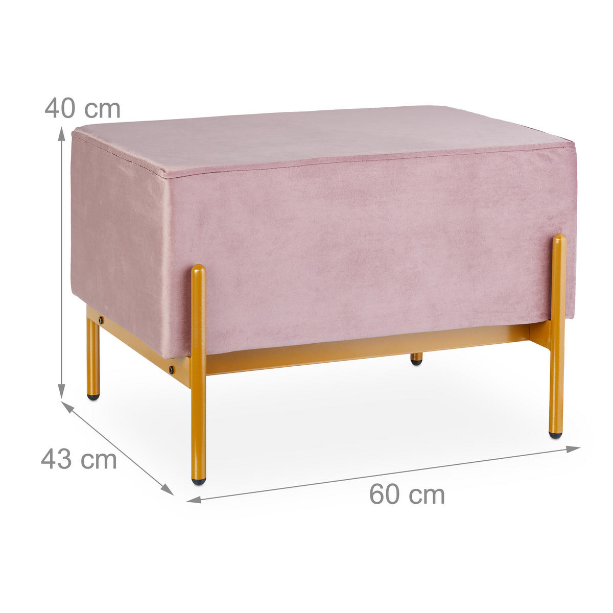 SITZBANK - Rosa, Holzwerkstoff/Textil (60/40/43cm) - Relaxdays